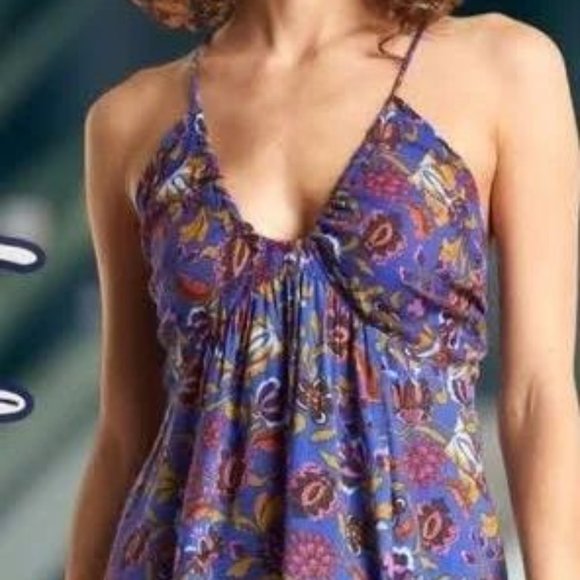 NWT Free People Pixie Cross-Back Tunic Top Size Small Color Royal Combo - Picture 3 of 15